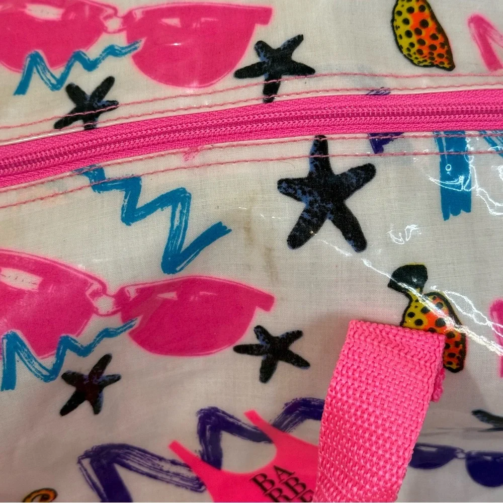 RARE 1989 Barbie Mattel Inc. Vintage Girl's Duffle Bag & Pouch Vinyl Graphic Art